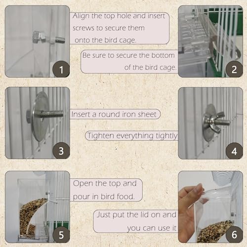 IBWell No Mess Automatic Bird Feeder for Cage - Parrot Feeder Inside Cage With Clear Perch and Acrylic Seed Food Container - Image 3