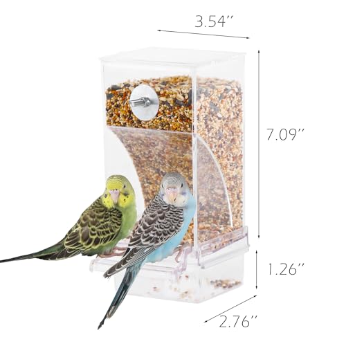 IBWell No Mess Automatic Bird Feeder for Cage - Parrot Feeder Inside Cage With Clear Perch and Acrylic Seed Food Container - Image 2