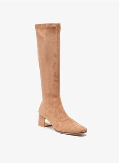 Celeste Women's Textured High Shaft Boots with Zip Closure and Block Heels  - Image 1