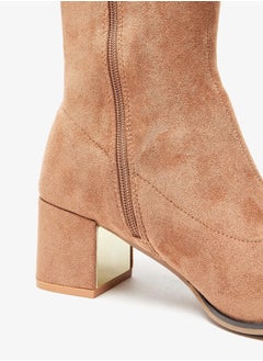 Celeste Women's Textured High Shaft Boots with Zip Closure and Block Heels  - Image 5