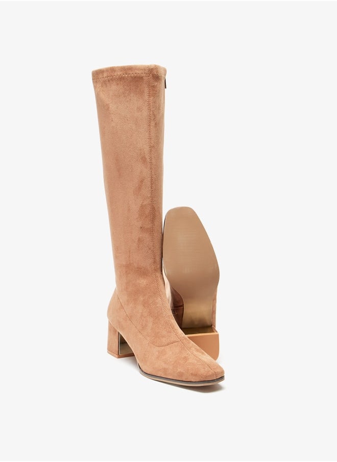 Celeste Women's Textured High Shaft Boots with Zip Closure and Block Heels  - Image 4
