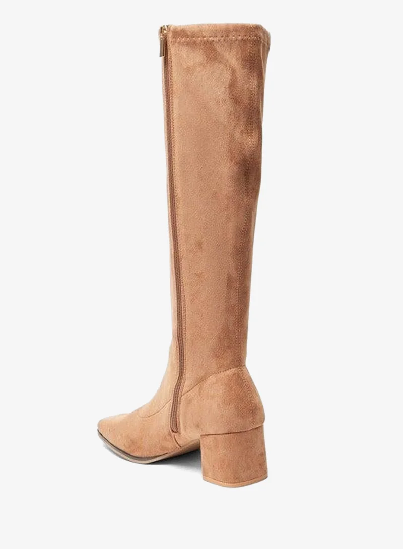 سيليست بوت نسائي برقبة عالية بنسيج سحاب وكعب بلوك