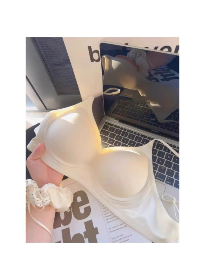 Traceless Nipple Exterior Enlargement Showering Waist Thin Underwear Women's Thin Shoulder Strap Cartoon Chest Small Chest Push-up Fixed Cup Bra