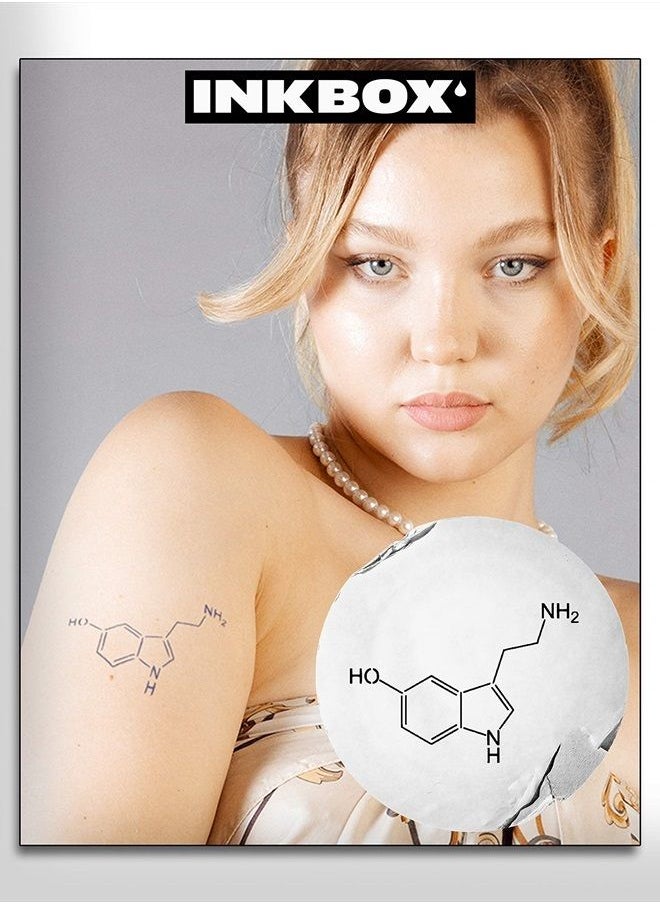 inkbox Inkbox Temporary Tattoos, Semi-Permanent Tattoo, One Premium Easy Long Lasting, Water-Resistant Temp Tattoo with For Now Ink - Lasts 1-2 Weeks, Chemistry Tattoo, 3 x 3 in, Serotonin  - Image 1