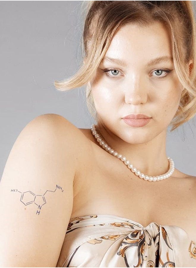 inkbox Inkbox Temporary Tattoos, Semi-Permanent Tattoo, One Premium Easy Long Lasting, Water-Resistant Temp Tattoo with For Now Ink - Lasts 1-2 Weeks, Chemistry Tattoo, 3 x 3 in, Serotonin  - Image 2