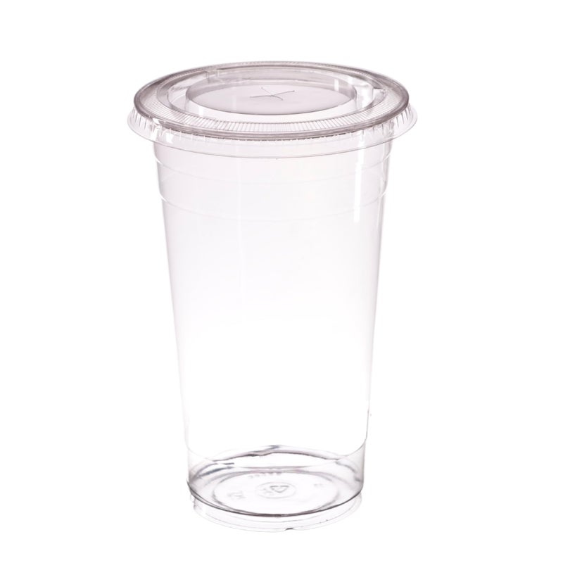 AIOS 50 x Recyclable PET Takeaway Cups with Flat Cross Hatch Lids for Drinks on The Move 500ml17oz