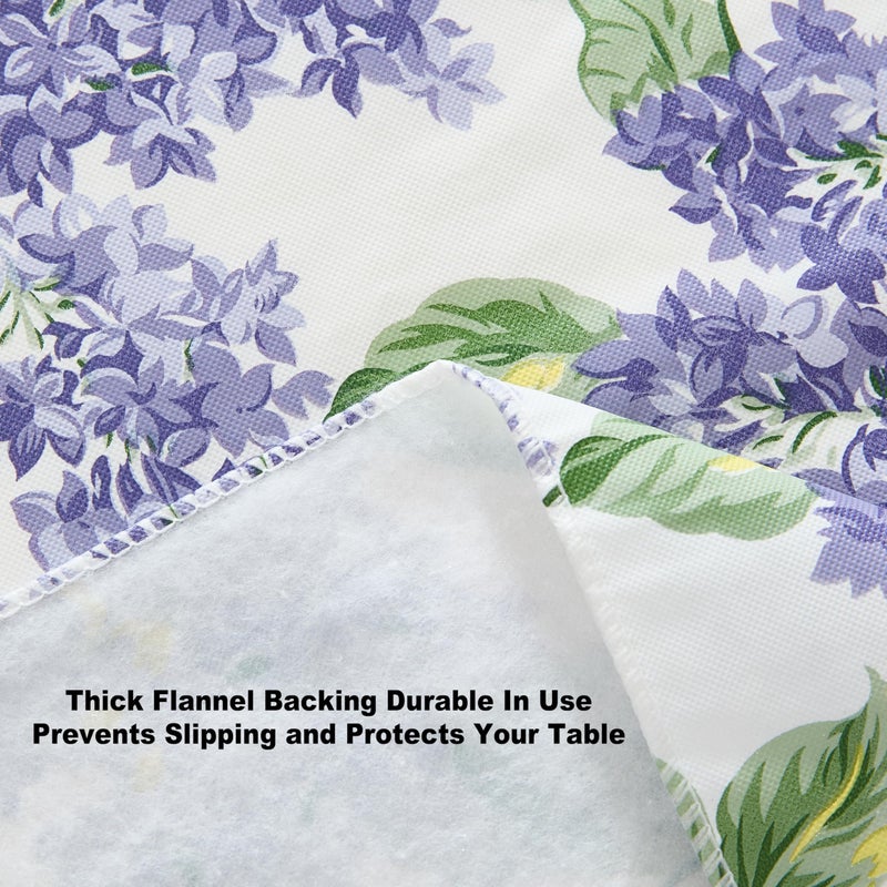 Lintex Lilac Fields Heavy 4 Gauge Vinyl Flannel Backed Tablecloth  Purple Lilacs Floral Indoor/Outdoor Wipe Clean Picnic  Kitchen  Dining Room Tablecloth - 60  x 104  Oblong/Rectangle - Image 2