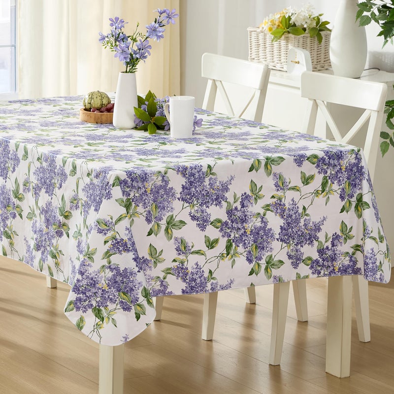 Lintex Lilac Fields Heavy 4 Gauge Vinyl Flannel Backed Tablecloth  Purple Lilacs Floral Indoor/Outdoor Wipe Clean Picnic  Kitchen  Dining Room Tablecloth - 60  x 104  Oblong/Rectangle - Image 3