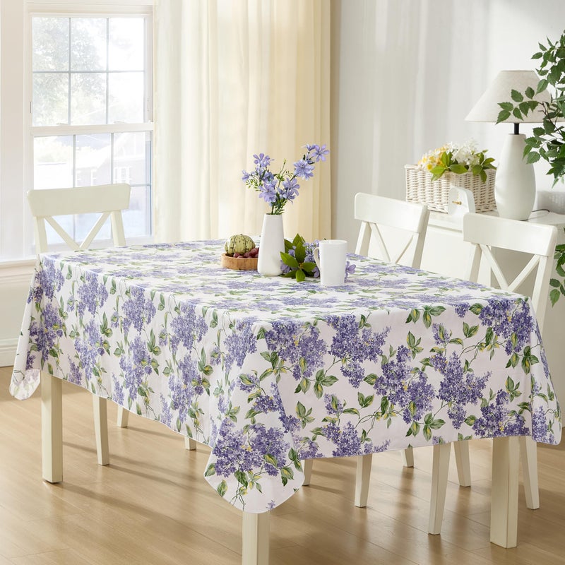 Lintex Lilac Fields Heavy 4 Gauge Vinyl Flannel Backed Tablecloth  Purple Lilacs Floral Indoor/Outdoor Wipe Clean Picnic  Kitchen  Dining Room Tablecloth - 60  x 104  Oblong/Rectangle - Image 5