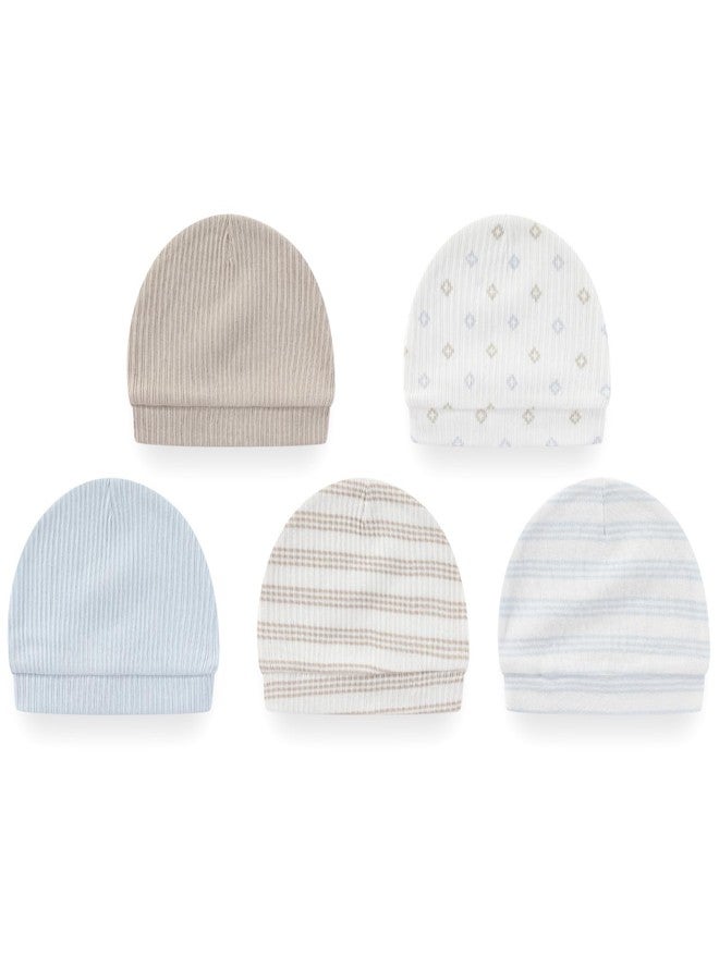MAMIMAKA Baby Hat and Mittens Set Cotton Newborn Baby Hats Caps for Boys and Girls, 0-6 Months - Image 3
