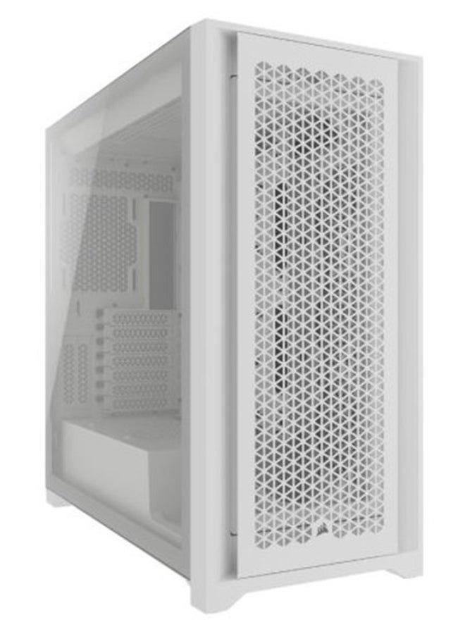 حافظة 5000D Core Airflow Mid-Tower PC ATX، لوحة أمامية عالية تدفق الهواء، نوافذ من الزجاج المقسى، مشعاع يصل إلى 360 مم ودعم مروحة 12x، توجيه كابل 25 مم، CC-9011262-WW أبيض