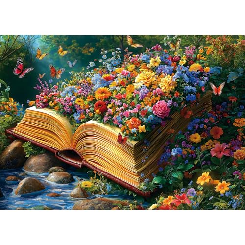 MINIWAN Spring Life Book 1000 Piece Puzzles for Adults Funny Puzzle for Adults Hard Challenge Art Jigsaw Puzzles for Gifts Birthday Party Games Family 275 X 197 Dust Free Puzzle - Image 1