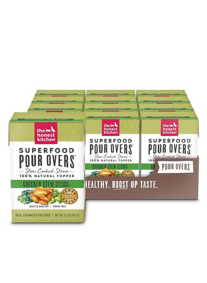 the honest kitchen Superfood POUR OVERS Wet Toppers for Dogs (12 Pack), 5.5 oz - Chicken Stew  - Image 1