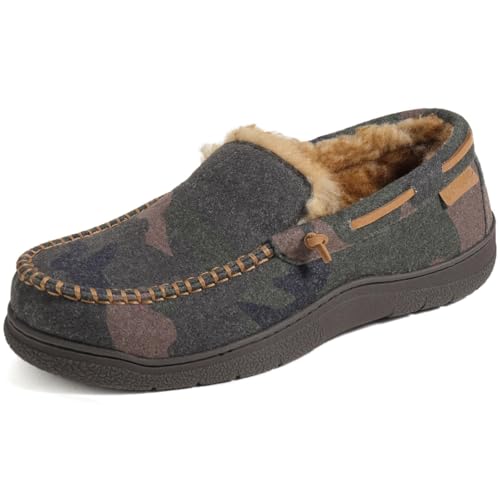 Zigzagger Men's Moccasin Slippers Memory Foam House Shoes, Indoor and Outdoor Warm Loafer Slippers(Camouflage,11) - Image 1