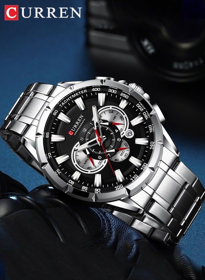 كارين ساعات أصلية أنيقة للرجال مقاومة للماء كرونوغراف من الفولاذ المقاوم للصدأ ساعة رجالية من أفضل العلامات التجارية الفاخرة ساعات رياضية للرجال - Image 1
