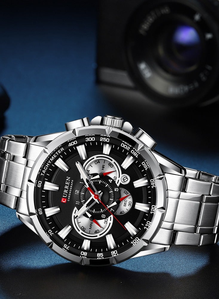 كارين ساعات أصلية أنيقة للرجال مقاومة للماء كرونوغراف من الفولاذ المقاوم للصدأ ساعة رجالية من أفضل العلامات التجارية الفاخرة ساعات رياضية للرجال - Image 5