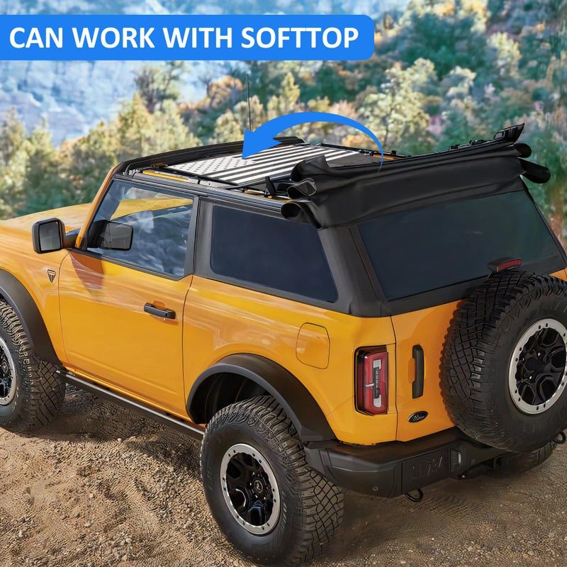 RERPRO Sunshade Compatible with 2021 2022 2023 2024 2025 New Ford Bronco 2 Door Sun Shade Bikini Top Roof Bimini Soft Mesh Net Exterior Accessories, Blocks UV Wind Noise, Black with America Flag - Image 5