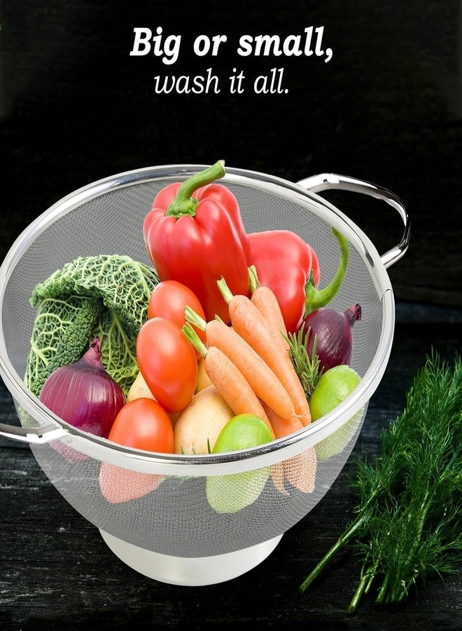DRIVIJI Stainless Steel Multipurpose Colander Basket for Washing Rice, Fruits, Vegetables, Grains, Strainer Drainer Bowl with Handle, Kitchen Gadgets, (21 CM) - Image 3