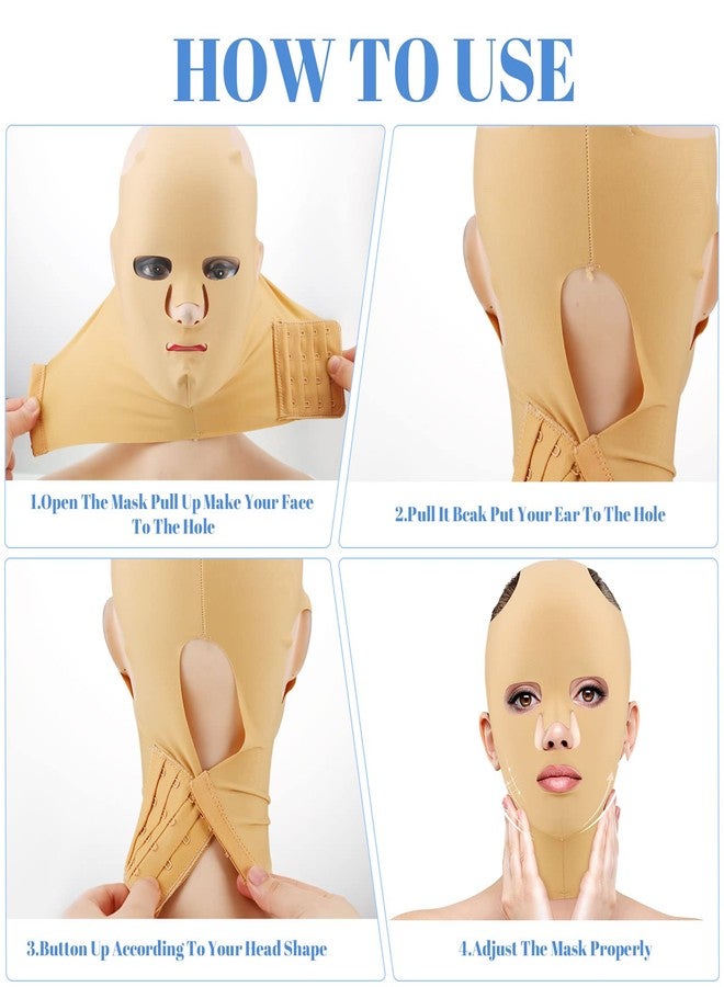 Treela 2 Pieces Full Face Lift Sleeping Belt Reusable Mask Chin Lift Facial Mask Face Belt Double Chin Thin Facial Bandages Cheek tape Strap Massage Shaper for Women - Image 4