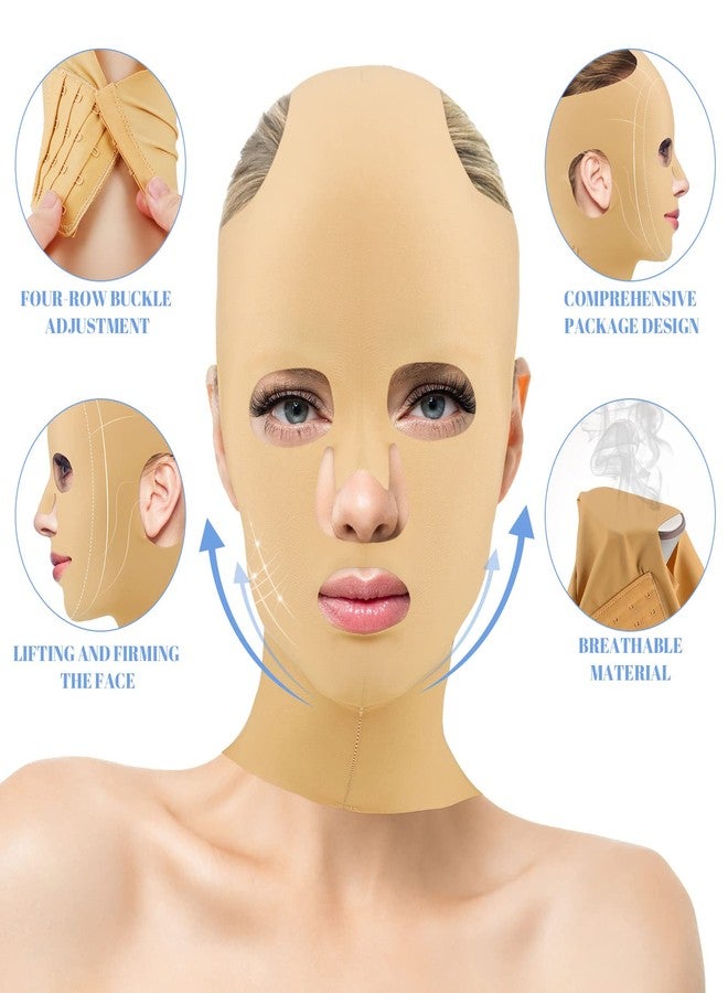 Treela 2 Pieces Full Face Lift Sleeping Belt Reusable Mask Chin Lift Facial Mask Face Belt Double Chin Thin Facial Bandages Cheek tape Strap Massage Shaper for Women - Image 2