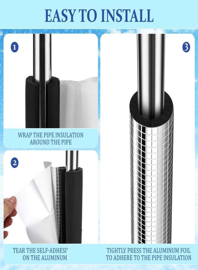 تونديامو 30 قطعة من أنابيب عزل الأنابيب الخارجية ذاتية اللصق من Tondiamo، أنبوب رغوي عازل، أنبوب لف عازل للأنابيب الخارجية، حماية من التجمد، أغطية من رقائق الألومنيوم لفصل الشتاء، أنابيب خارجية، صنبور، رشاش (1.3 قدم × 0.8 بوصة) - Image 3