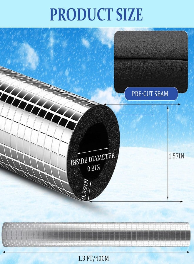 تونديامو 30 قطعة من أنابيب عزل الأنابيب الخارجية ذاتية اللصق من Tondiamo، أنبوب رغوي عازل، أنبوب لف عازل للأنابيب الخارجية، حماية من التجمد، أغطية من رقائق الألومنيوم لفصل الشتاء، أنابيب خارجية، صنبور، رشاش (1.3 قدم × 0.8 بوصة) - Image 2