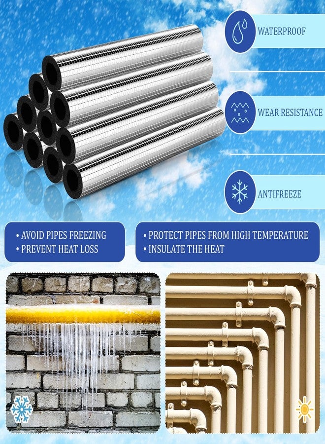 تونديامو 30 قطعة من أنابيب عزل الأنابيب الخارجية ذاتية اللصق من Tondiamo، أنبوب رغوي عازل، أنبوب لف عازل للأنابيب الخارجية، حماية من التجمد، أغطية من رقائق الألومنيوم لفصل الشتاء، أنابيب خارجية، صنبور، رشاش (1.3 قدم × 0.8 بوصة) - Image 5