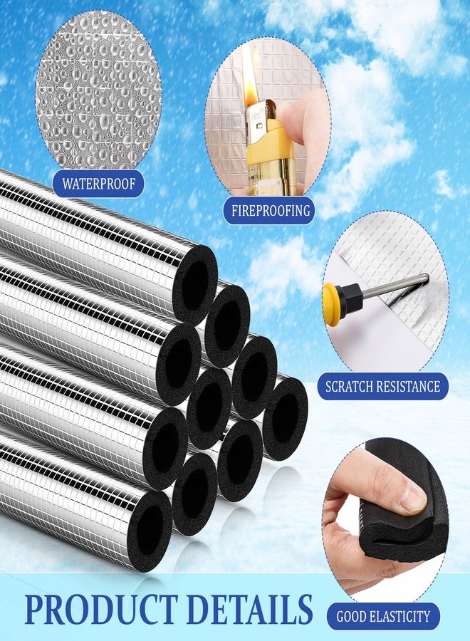 تونديامو 30 قطعة من أنابيب عزل الأنابيب الخارجية ذاتية اللصق من Tondiamo، أنبوب رغوي عازل، أنبوب لف عازل للأنابيب الخارجية، حماية من التجمد، أغطية من رقائق الألومنيوم لفصل الشتاء، أنابيب خارجية، صنبور، رشاش (1.3 قدم × 0.8 بوصة) - Image 4