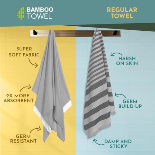 HEELIUM 100% Bamboo Turkish Bath Towel | Ultra Soft & Lightweight | High Absorbency & Fast Drying Towel for Bath | 150 cm x 75 cm - Image 2