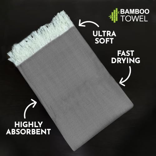 HEELIUM 100% Bamboo Turkish Bath Towel | Ultra Soft & Lightweight | High Absorbency & Fast Drying Towel for Bath | 150 cm x 75 cm - Image 3