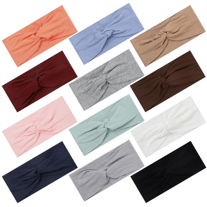 Panleding 12 Pcs Stretchy Headbands for Women, Absorbed Sport Headband Soft Twist Headbands for Daily Life Yoga Workout - Image 1