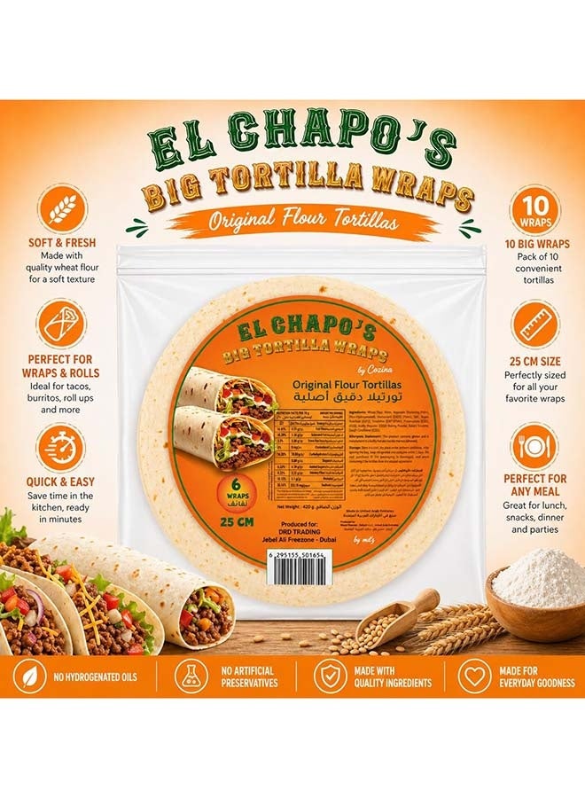 El Chapo's Large   Tortilla Wraps 25cm 6 pieces - Image 3