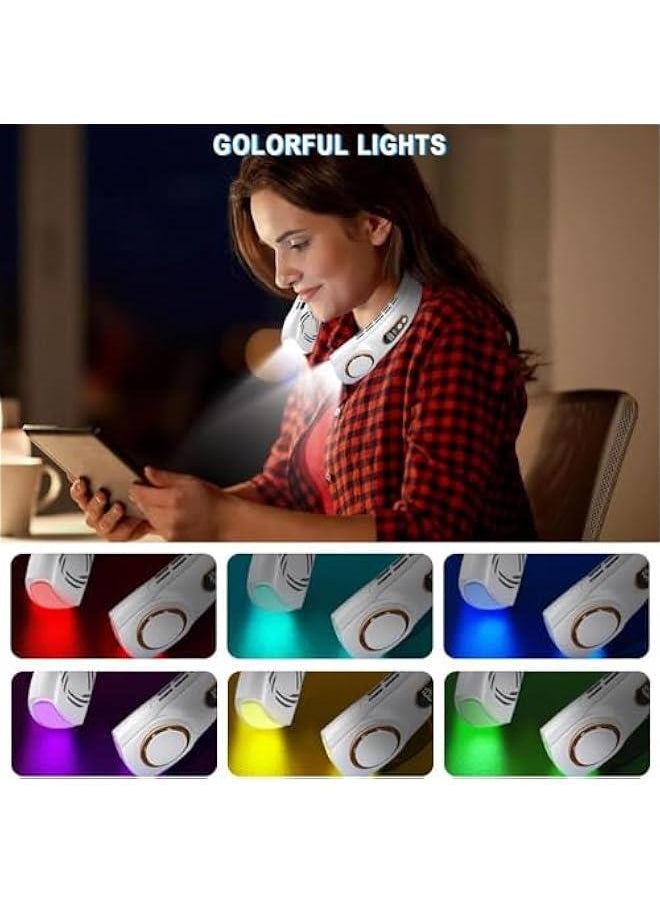 HOOKOR Neck Air Conditioner, Portable Neck Fan with borneol Cooling Airflow Bladeless USB Neck Fans Portable Recharge with 5 Speeds, LED Display, Personal Fan for Outdoor Travel (White)  - Image 4