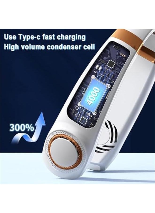 HOOKOR Neck Air Conditioner, Portable Neck Fan with borneol Cooling Airflow Bladeless USB Neck Fans Portable Recharge with 5 Speeds, LED Display, Personal Fan for Outdoor Travel (White)  - Image 5
