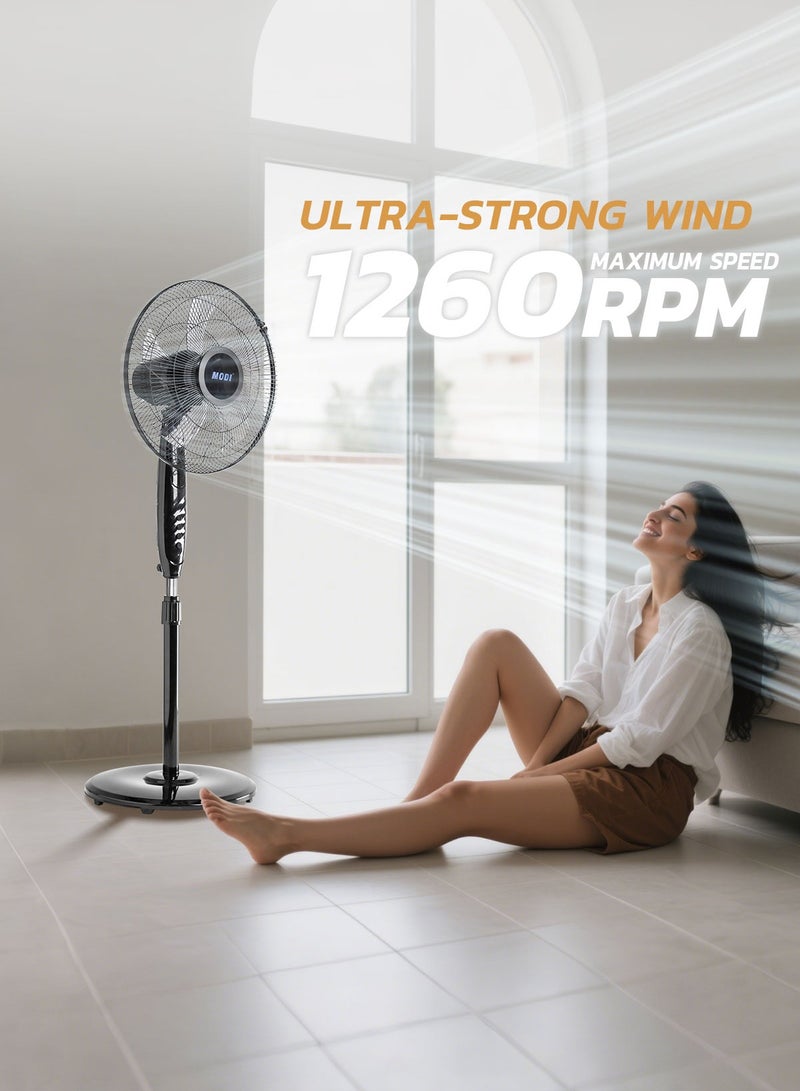 MODI 16" Pedestal Fan with 5 Blades and Remote Control 50W, Adjustable, Silent  - Image 5