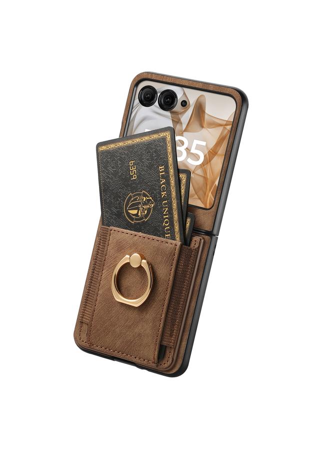 اس-توب جراب لهاتف Motorola Razr 50 Ultra Retro مع حلقة ملمس ناعمة على الجلد وحقيبة بطاقات - Image 3