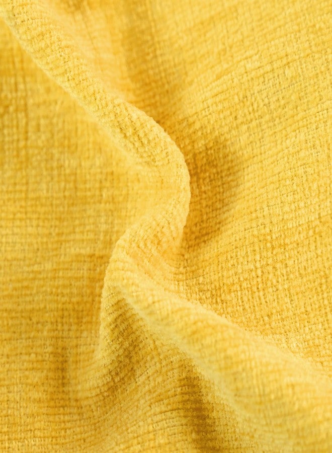 CaliTime أغطية وسائد كاليتايم الزخرفية 18 × 18 بوصة عبوة من 2 حالات وسائد شنيلي مريحة للكنبة أو الأريكة أو السرير لغرفة المعيشة المنزلية باللون الأصفر الخردلي - Image 2