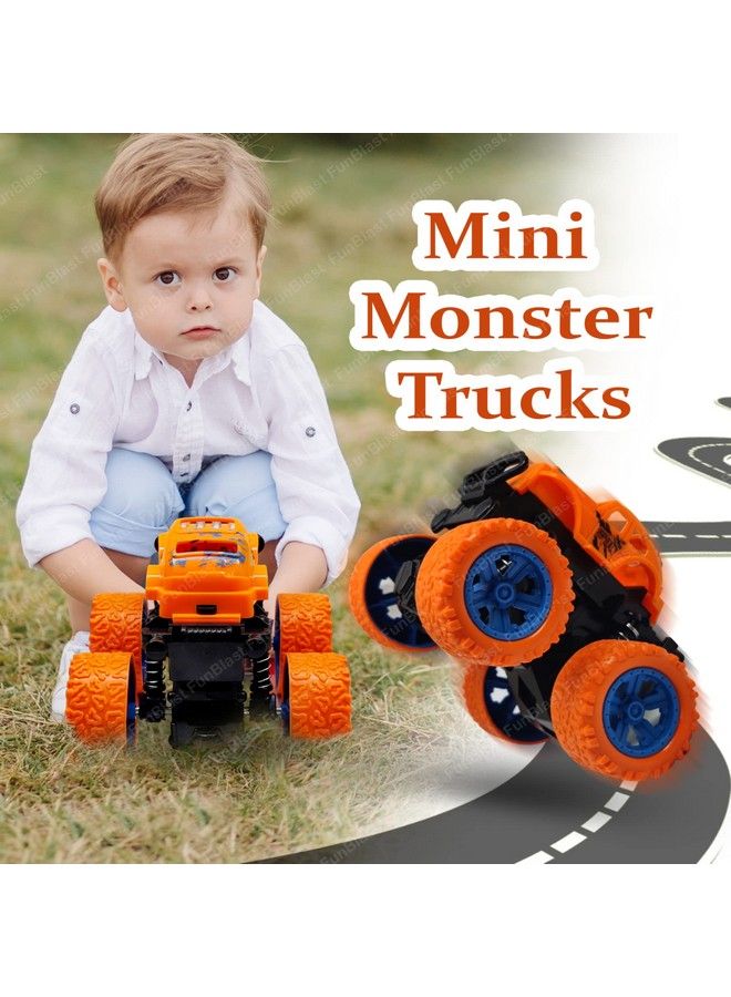 FunBlast ألعاب شاحنات الوحش 4Wd دفع واذهب شاحنات ألعاب تعمل بالاحتكاك مركبات دفع رباعية للأطفال الصغار الأولاد البنات ألعاب للأطفال 1 قطعة (برتقالي) - Image 5