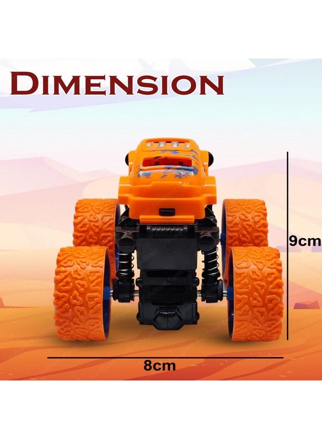 FunBlast ألعاب شاحنات الوحش 4Wd دفع واذهب شاحنات ألعاب تعمل بالاحتكاك مركبات دفع رباعية للأطفال الصغار الأولاد البنات ألعاب للأطفال 1 قطعة (برتقالي) - Image 3