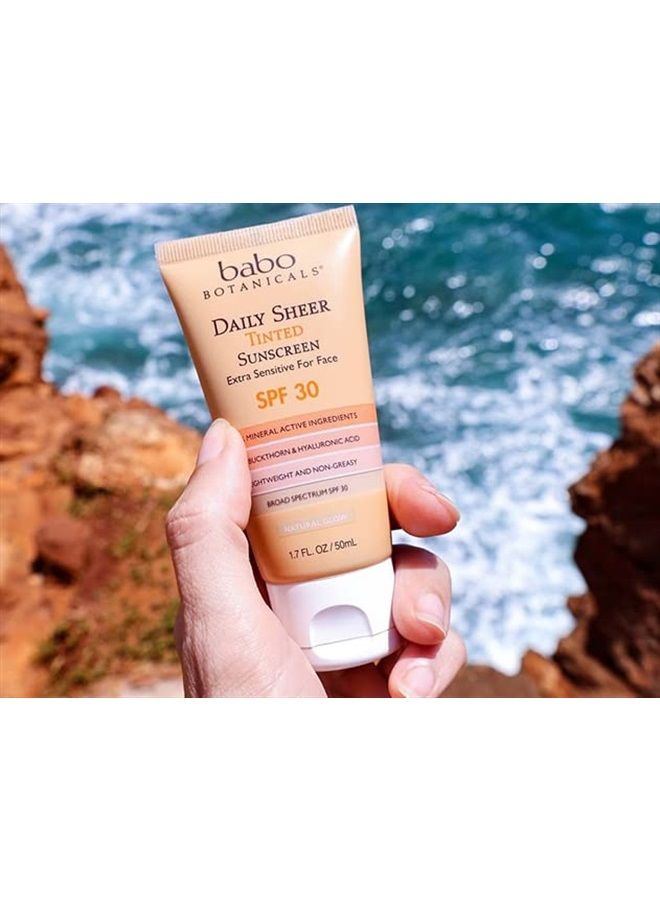 Babo Botanicals Daily Sheer Moisturizing Mineral Tinted Sunscreen SPF 30, Natural Glow, Unscented, 1.7 Fl Oz - Image 5