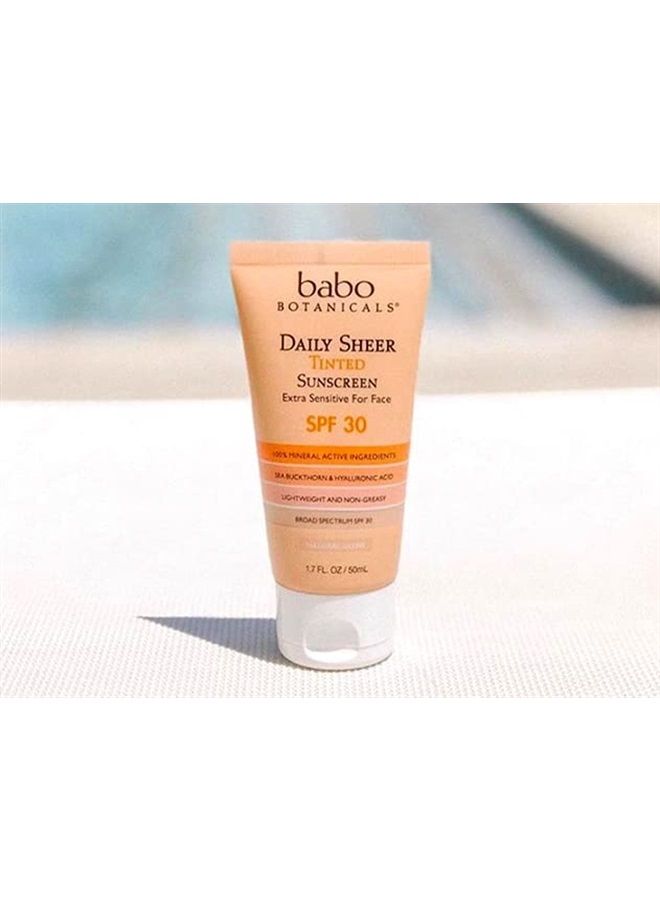 Babo Botanicals Daily Sheer Moisturizing Mineral Tinted Sunscreen SPF 30, Natural Glow, Unscented, 1.7 Fl Oz - Image 2