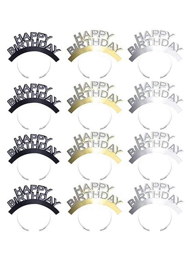 12 Pack Happy Birthday Headbands, Birthday Party Hats for Kids and Adults Classroom School VBS Party Supplies Paper Birthday Crowns for Classroom, Birthday Crown Set, Classroom Party Decor - Image 1