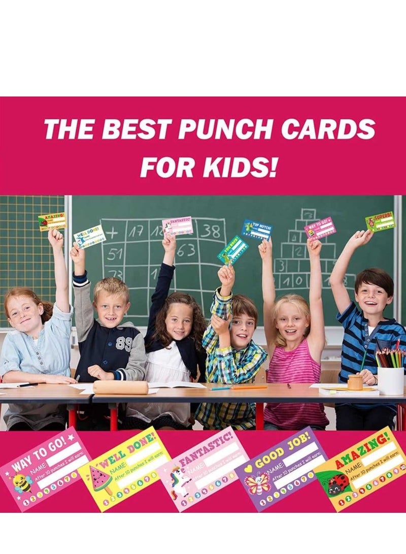 Generic Student Behavior Incentive Punch Cards, Pack of 250 Reward Cards - and Loyalty for Business, Classroom, Students Awards, Teachers 2 x 3 inches, 5 Styles  - Image 3