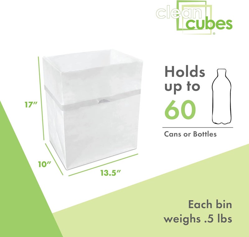 Clean Cubes 13 Gallon Disposable Pop-Up Trash Cans (3-Pack) with Fitted Bags – Foldable Garbage & Recycling Bins for Parties, Events & Kitchen (White, 17" H x 13.5" W x 10" D) - Image 3