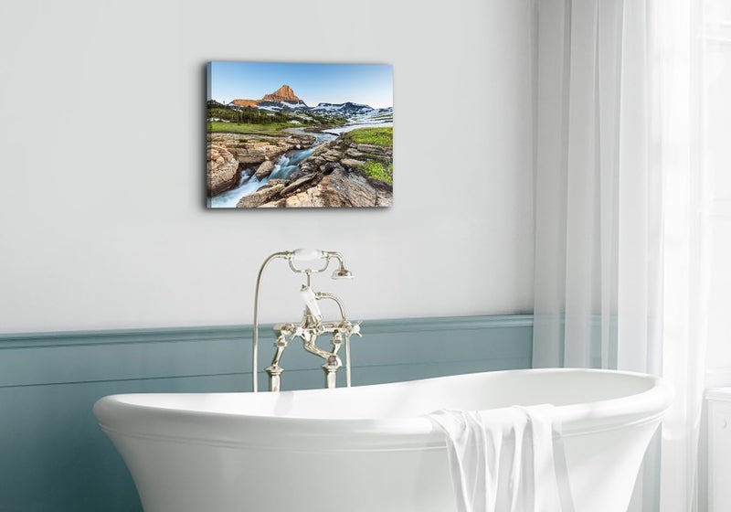 YOOOAHU Glacier National Park Wall Art Vintage Mountain Logan Pass River Prints Posters Nature Landscape Painting Artwork Nature Scenery Canvas Picture for Living Room Bedroom Office Home Decorations 12x16” - Image 3