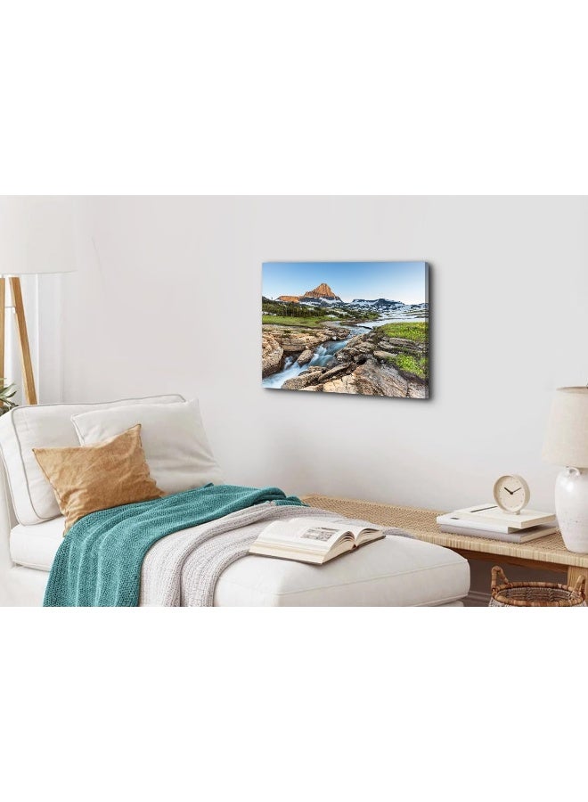 YOOOAHU Glacier National Park Wall Art Vintage Mountain Logan Pass River Prints Posters Nature Landscape Painting Artwork Nature Scenery Canvas Picture for Living Room Bedroom Office Home Decorations 12x16” - Image 4