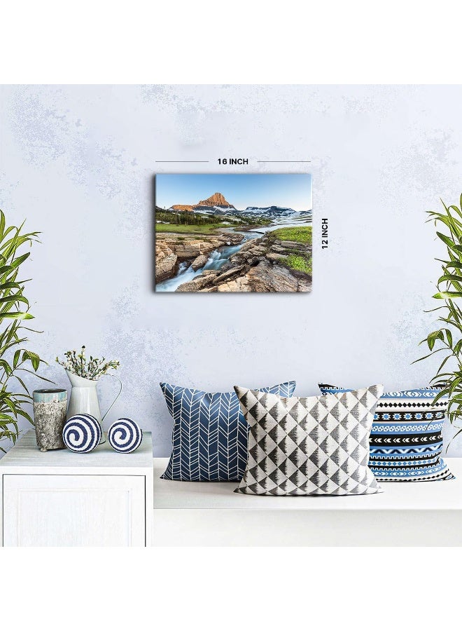 YOOOAHU Glacier National Park Wall Art Vintage Mountain Logan Pass River Prints Posters Nature Landscape Painting Artwork Nature Scenery Canvas Picture for Living Room Bedroom Office Home Decorations 12x16” - Image 5