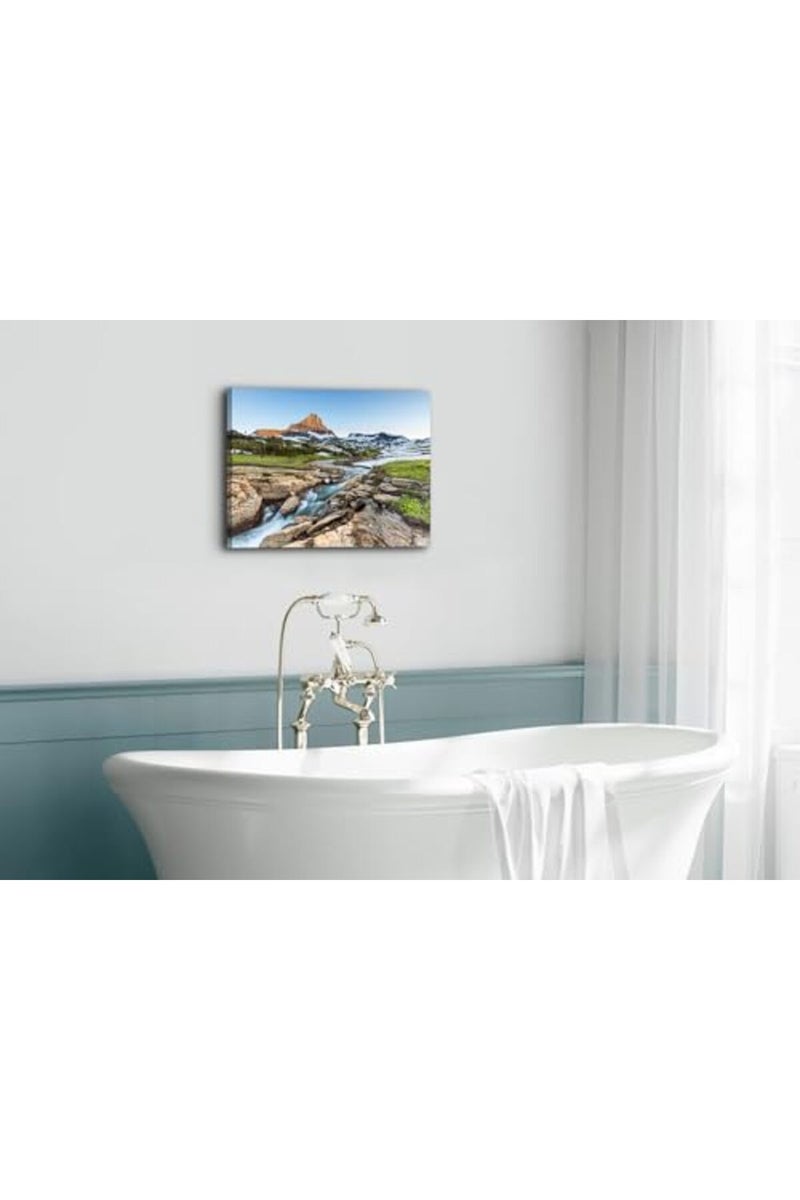 YOOOAHU Glacier National Park Wall Art Vintage Mountain Logan Pass River Prints Posters Nature Landscape Painting Artwork Nature Scenery Canvas Picture for Living Room Bedroom Office Home Decorations 12x16” - Image 3