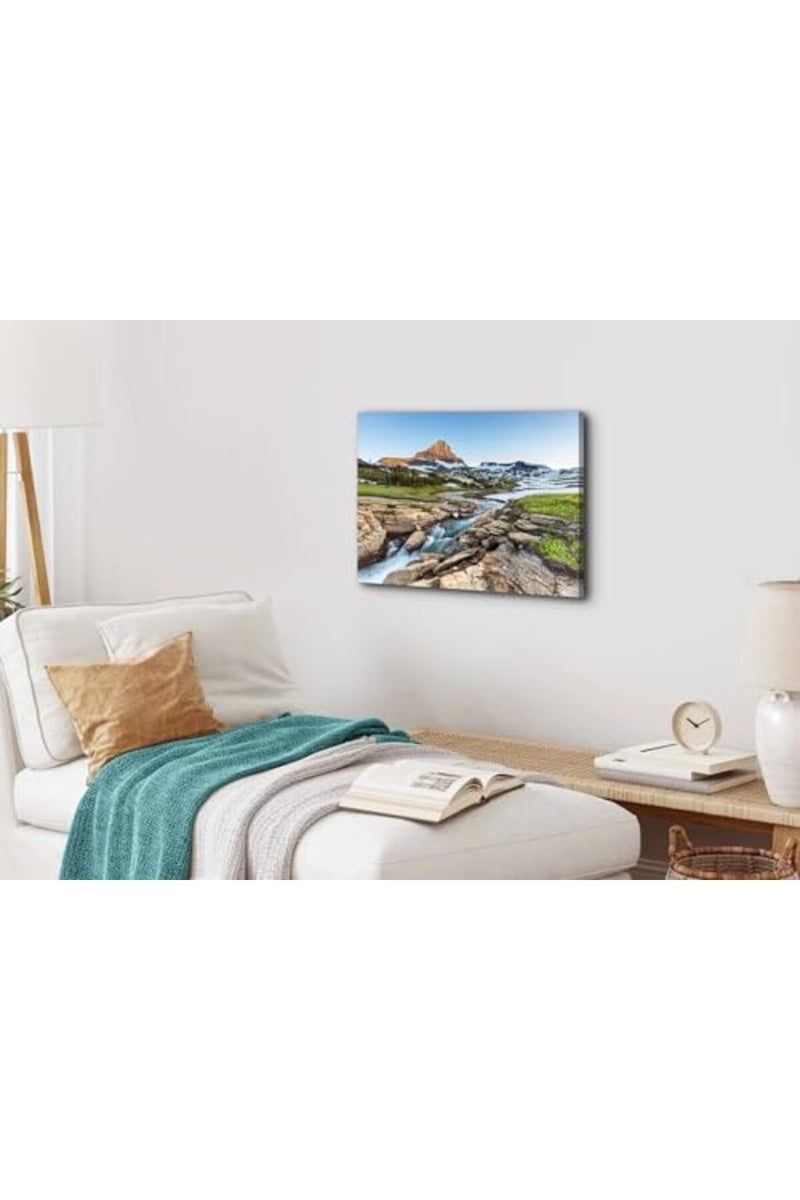 YOOOAHU Glacier National Park Wall Art Vintage Mountain Logan Pass River Prints Posters Nature Landscape Painting Artwork Nature Scenery Canvas Picture for Living Room Bedroom Office Home Decorations 12x16” - Image 4
