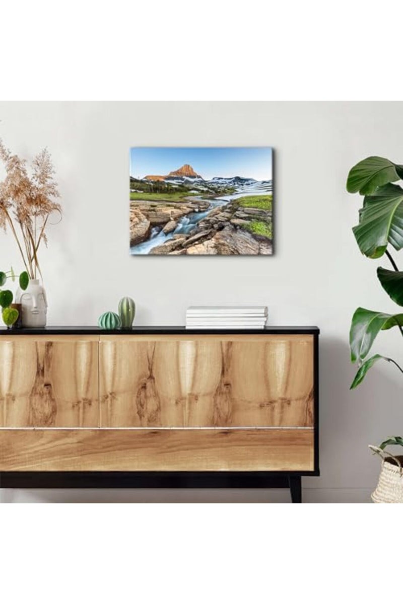 YOOOAHU Glacier National Park Wall Art Vintage Mountain Logan Pass River Prints Posters Nature Landscape Painting Artwork Nature Scenery Canvas Picture for Living Room Bedroom Office Home Decorations 12x16” - Image 2